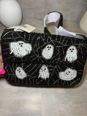 NWT/VIRAL SOLD OUT ONLINE Beaded Ghost Shoulder Bag in Black & White